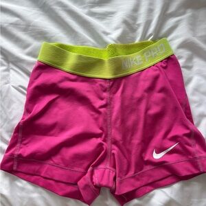 Nike Women's Athletic Shorts in Pink and Lime